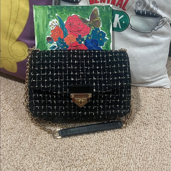 Michael Kors Black and White Tweed Crossbody Bag - Picture 1 of 5